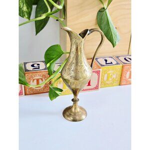 3/$25❤️ Vintage Indian Etched Floral Brass Mini Vase | 1970s